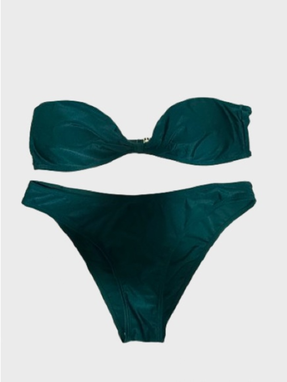 NWOT Minimal Bandeau Bikini Set in Deep Teal Green